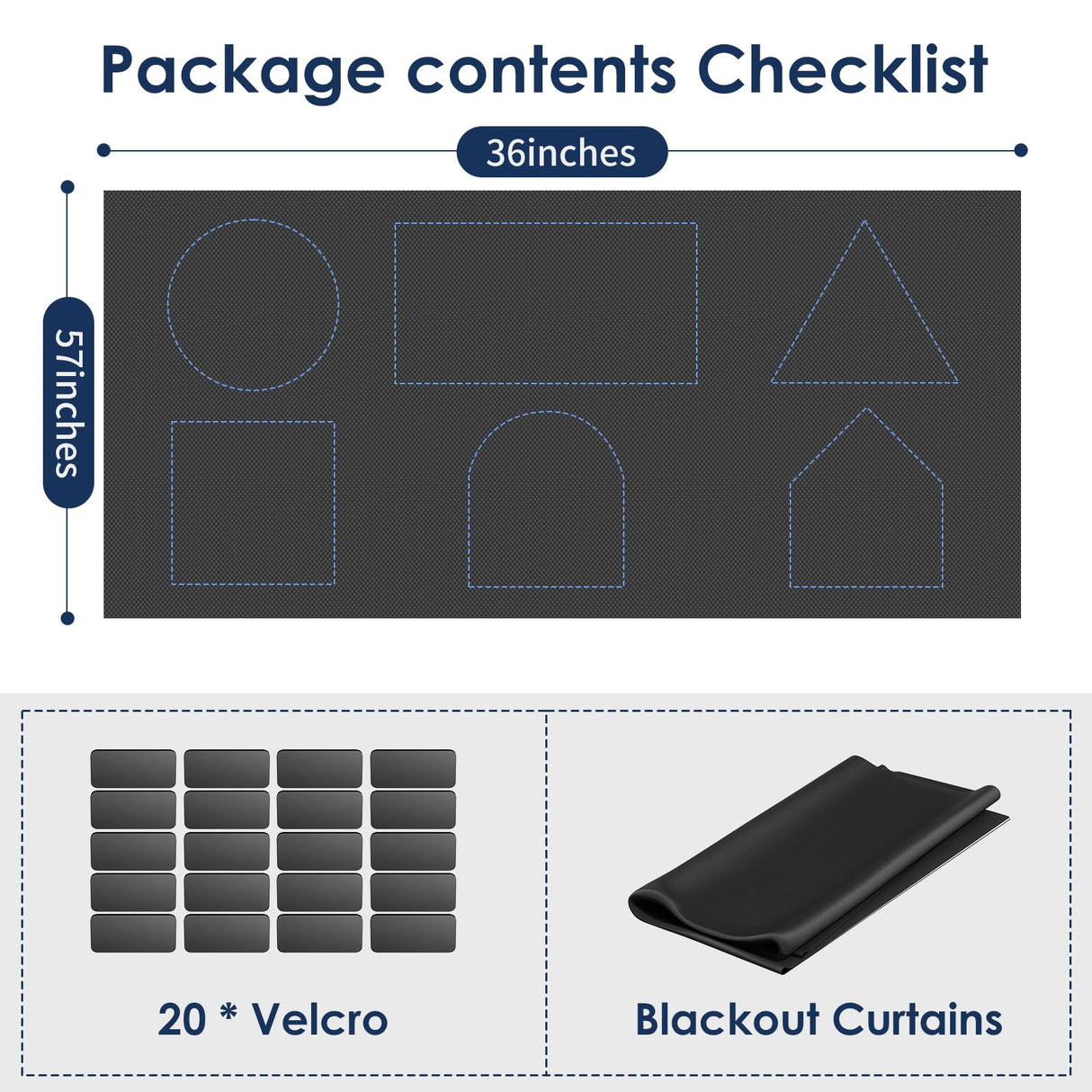 Blackout Curtains for Bedroom, 36" x 57" Temporary Blackout Shades for Windows, Portable Black Out Blinds Screen with 20 Loop & Hook, 100% Black Out Window Cover Film for Baby Nursery Travel RV-Blacks Esteh