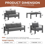 Solaste Aluminum Patio Furniture Set,7 Seats Modern Outdoor Conversation Set Metal Patio Furniture Set Sectional Sofa with Upgrade Cushion and Coffee Table,Dark Grey Solaste