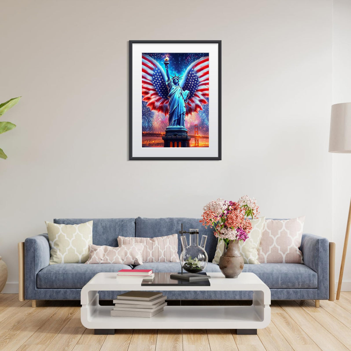 Bowetile Independence Day 5D Diamond Art Kits for Adults, 4th of July Statue of Liberty Diamond Painting Kit, DIY Full Drill Diamond Dots Paintings Picture Gem Art Craft for Home Decor 12x16 Inch Bowetile