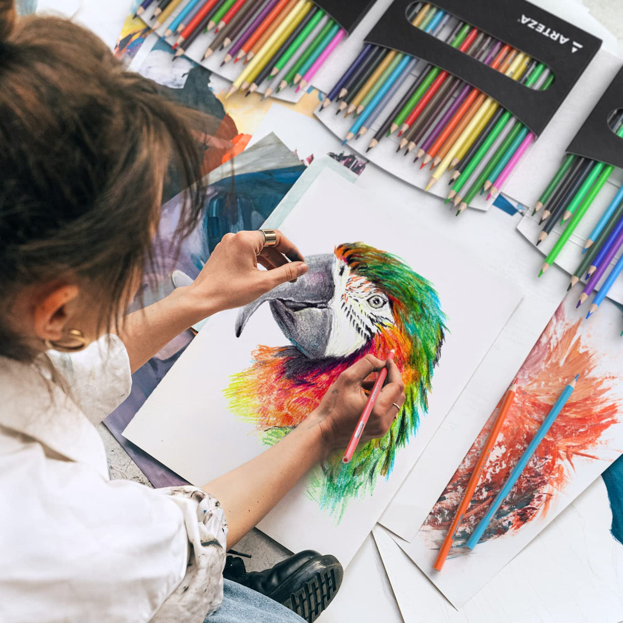 ARTEZA 72 Watercolor Pencils, Water Color Pencils in Assorted Shades, Triangular Shape Drawing Pencils ARTEZA