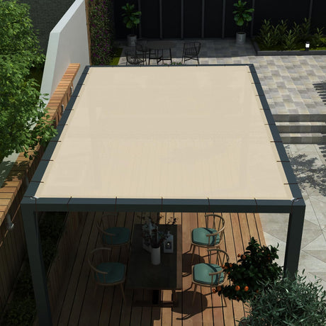 ECOOPTS 8' x 18' Waterproof Sun Shade Sail Rectangle Straight Edge Canopy Cover with Grommet UV Blockage for Outdoor Patio Pergola Backyard Garden (Beige) ECOOPTS