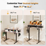 JOY worker Height Adjustable Electric Standing Desk with Storage Shelves, 55Inch Table with Built-in Monitor Stand, Sit Stand Desk with 2 Hooks for Home Office, Grey Desktop & Black Frame JOY worker