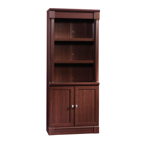 Sauder Palladia Book Shelf, Bookshelf with Storage, Library Bookcase with Doors and Adjustable Shelves, in Select Cherry finish Sauder