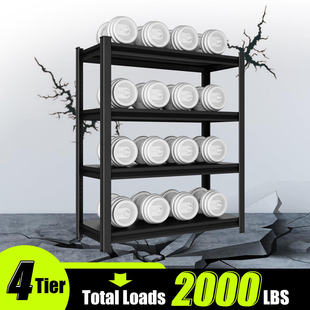 SDXYSTCE 48" W Garage Shelving Heavy Duty, 2000 Lbs Loads Garage Storage Shelves Heavy Duty, Metal Shelving Units and Storage Racks, Industrial Utility Shelf,48" Wx16 Dx63 H, Black SDXYSTCE