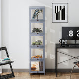 Magshion 68" Tall Curio Display Cabinet, 5 Tier Slim Corner Shelves Collection Display Case for Living Room Bedroom, Gray Magshion
