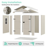 UDPATIO Outdoor Storage Shed 6x4.5 FT, Plastic Resin Outside Sheds & Outdoor Storage for Trash Can, Bike, Lawnmower, Generator, Tool Shed with Lockable Door for Backyard, Lawn, Patio, Sandstone UDPATIO