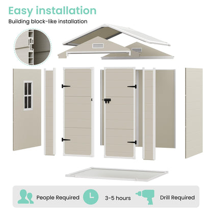 UDPATIO Outdoor Storage Shed 6x4.5 FT, Plastic Resin Outside Sheds & Outdoor Storage for Trash Can, Bike, Lawnmower, Generator, Tool Shed with Lockable Door for Backyard, Lawn, Patio, Sandsto - WoodArtSupply