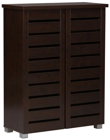 Wholesale Interiors Baxton Studio Adalwin Modern and Contemporary 2-Door Dark Brown Wooden Entryway Shoes Storage Cabinet, SC863522-Wenge