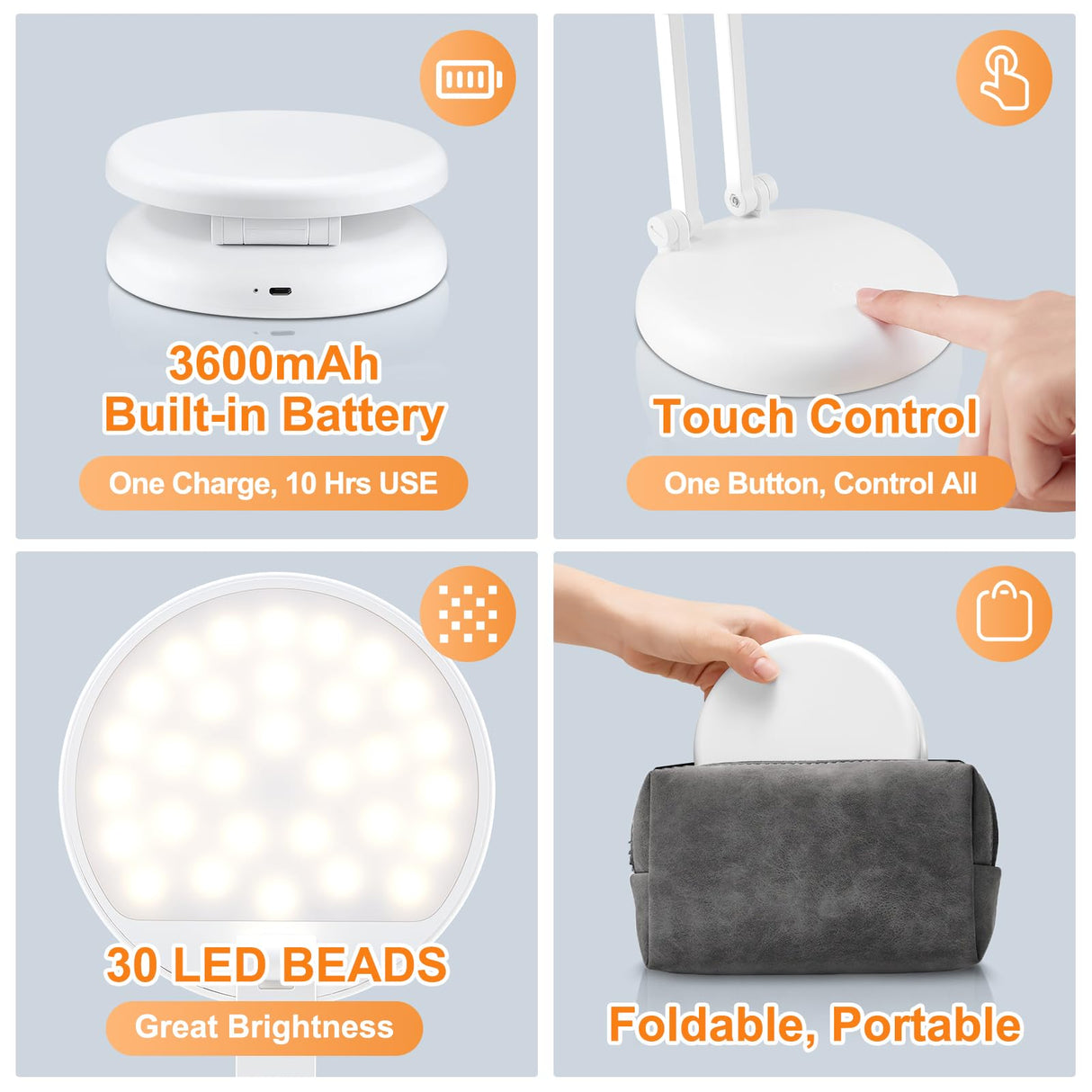 Battery Operated Lamp Rechargeable Lamp Foldable+Portable Light,9 Brightness Dimmable Cordless Lamp Rechargeable Light Wireless Lamp Mini Lamp,Cordless Lamps Rechargeable Cordless Table Lamp USB Light One Fire
