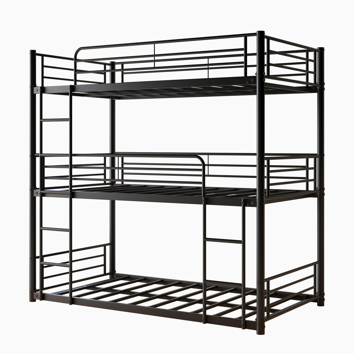 Bellemave Twin Triple Bunk Bed for 3, bunk Bed for 3 Person, 3 bunk beds for Kids/Adults/Teenagers, Black (Non-Removable) Bellemave