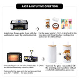 YOUKE OLA 8 Pack Sublimation Blank White Glass Cans Sublimation Beer Glass Cups with Bamboo Lids Borosilicate Glasses Tumbler Mason Jar Cups Mug with Glass Straw for Beer, Juice, Drinks 16oz White YOUKE OLA