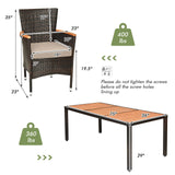 DORTALA 9-Piece Patio Dining Set, Acacia Wood & Rattan Furniture Set with 8 Cushioned Stackable Armrest Chairs and Table, Outdoor Table & Chair Set for Backyard, Garden, Poolside DORTALA