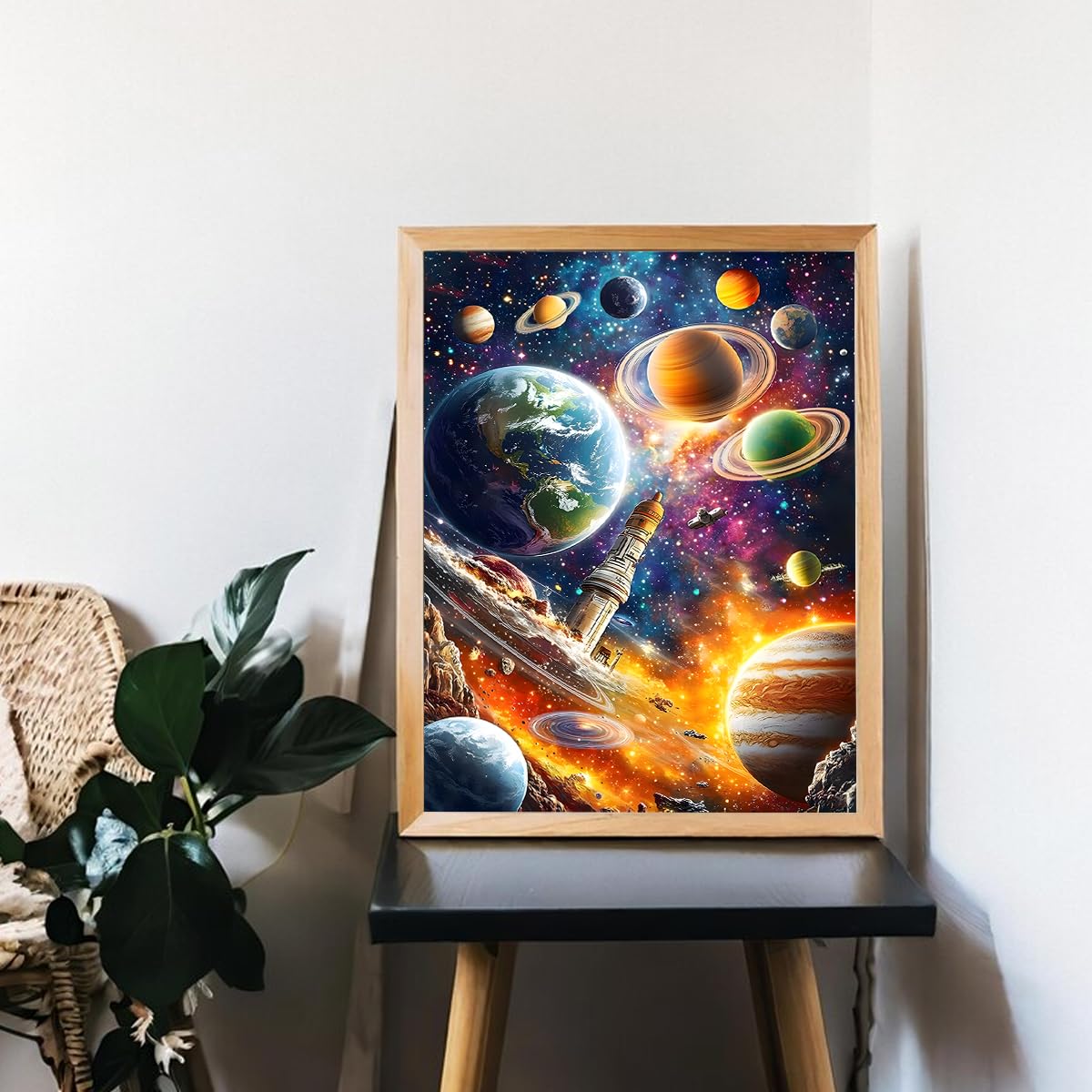 Ohhvvow 5D Earth & Planets Diamond Art Kit for Adults, 12x16 Inch Solar System Diamond Painting with Canvas, DIY Full Drill Gem Craft Kits, Home Wall Decor, Gift for Space & Sci-Fi Lovers Ohhvvow