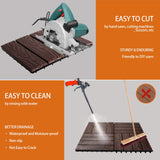 ShunHong Polymer Composite Interlocking Deck Tiles Outdoor,12x12 Composite Decking Boards for All Weather Use,Waterproof, Poolside,Balcony,Patio(9Pcs,Coffee,9 sqft) ShunHong