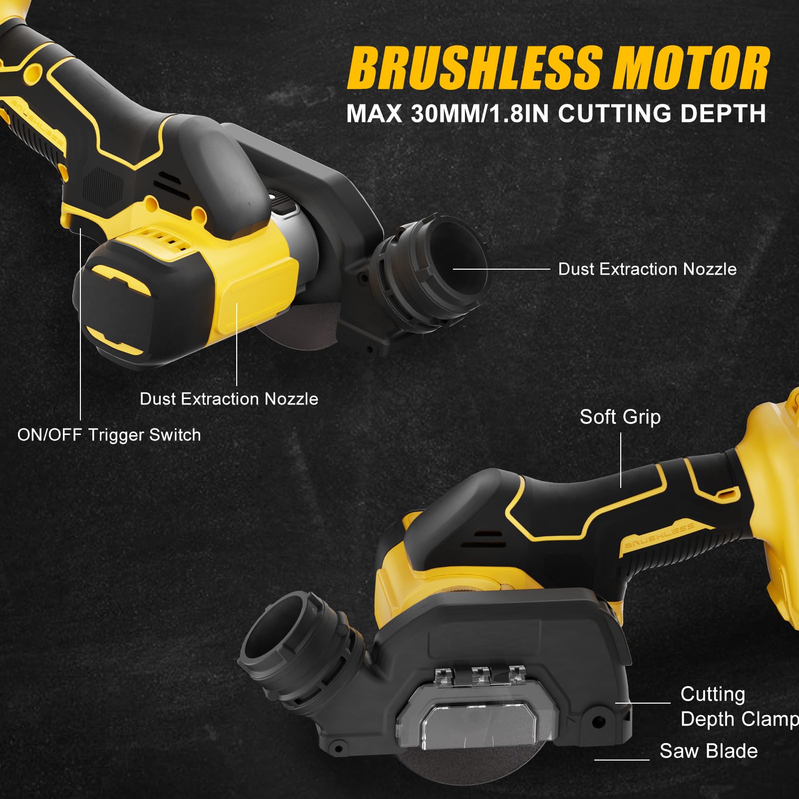 Cordless Cut Off Tool compatible with Dewalt 20V MAX Battery, AODERTI Rotorazer Saw Brushless and Compact, Tile Cutter 10,000RPM, 5 Saw 3” Blades for Metal, Wood, Tile and Plastic (Bare Tool  - WoodArtSupply