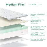 Airdown Full Mattress, 6 Inch Memory Foam Mattress in a Box for Kids with Breathable Bamboo Cover, Medium Firm Green, Trundle Bed, CertiPUR-US Certified, Made in USA (AD-DM-6F) Airdown