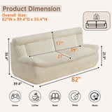 AEMEIOS 82" Corduroy Boneless Loveseat Sofa, Oversized Cloud Couch 3-Seater with Deep Seat, Modern Loveseats Couch with Memory Foam, Beige Boneless Couches for Living Room, No Assembly Required AEMEIOS