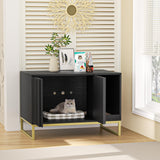 Halitaa Litter Box Enclosure, Modern Cat Litter Box Furniture Hidden Litter Box with Scratch Pad, Cat Washroom House End Table, Entryway Bench for Livingroom (Black) Halitaa