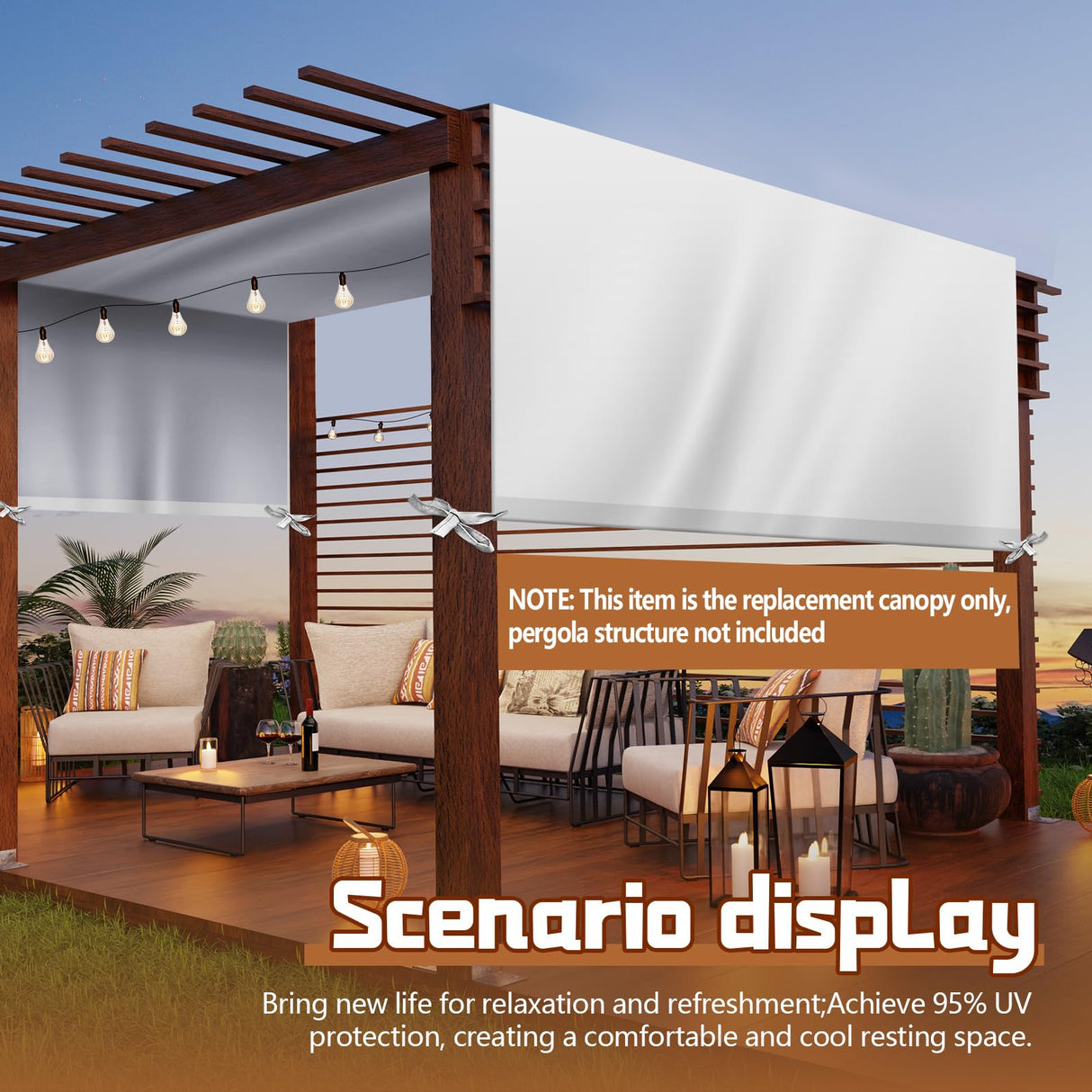 Wowangce Universal Pergola Replacement Canopy Outdoor Canopy Shade Cover Beige Waterproof Shade Canopy Top Cover for Outdoor Patio Porch Backyard(12 x 10 Ft) Wowangce