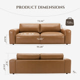 COLAMY 95" Oversized PU Leather Sofa, Comfy Sofa Couch with Extra Deep Seats, Wide Arm, Down Filled 3-Seater Sofa for Living Room, Apartment Lounge-Brown COLAMY