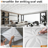 WOWSTAR 12-Pack 24"x24" Drop Ceiling Tiles, Waterproof Glue up White Ceiling Panels, 3D Wall Panels, PVC Wall Tiles, Ceiling Decor WOWSTAR
