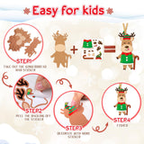 Dianelhall 50 Pcs Christmas Reindeer Craft Kit for Kids DIY Christmas Ornaments Craft Kit Fun Make Your Own Christmas Reindeer Sticker Accessories Craft Project for Xmas Tree Home Class Decoration Dianelhall
