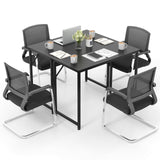 Giantex 6.5 FT Small Conference Table, 2 PCS 40" x 19.5" Rectangular Meeting Table with Heavy-duty Metal Frame, Modern Simple Office Computer Desk, Space Saving Design Desk for 4 People, Black Giantex