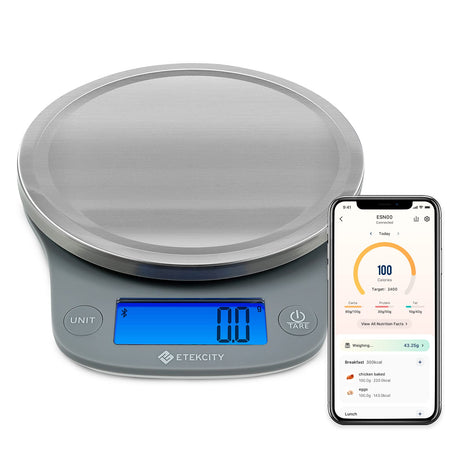 Etekcity Nutrition Smart Food Kitchen Scale, Digital Ounces and Grams for Cooking, Baking, Meal Prep, Dieting, and Weight Loss, 11 Pounds-Bluetooth, 304 Stainless Steel Etekcity