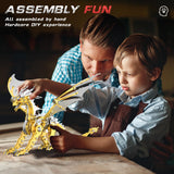 LONGPIN 3D Puzzles for Adults,Metal Dragon Puzzle Building Set,Collectible Mechanical Engineering Crafts for Home Office Decoration & Gift(Golden) LONGPIN