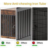 kepptory 48'' Dog Crate Furniture with Removable Divider & Storage Drawers, Wooden Double Dog Cage TV Stand with 2 Sliding Barn Doors, Multi-Functional Dog Crate End Table for Indoor use (Retro Brown) kepptory