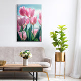 ATDMS Paint by Numbers Kit for Adults with Frame DIY Flowers Paint by Number with Easel Tulips Acrylic Oil Painting Kits for Wall Hanging Home Room Decor 7.87x11.81 Inch ATDMS