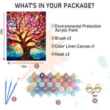 xackcme Tree Paint by Numbers for Adults - Stained Glass Paint by Number on Canvas Without Frame, DIY Trees Oil Painting for Gift Home Wall Decor (16x20 inch) xackcme