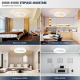 VOLISUN Low Profile Ceiling Fans with Lights and Remote, 19.7in Fandelier Ceiling Fan Flush Mount, 3000K-6500K Smart Bladeless LED Fan Light, White Modern Ceiling Fans with Lights for Bedroom VOLISUN