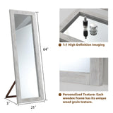 MELOMOIR Rustic Farmhouse Full Length Mirror, 64"x21" Wood Frame Floor Mirror, Free Standing Mirror Leaning Hanging Mirror, Long Mirror for Bedroom Living Room Cloakroom, Weathering White MELOMOIR