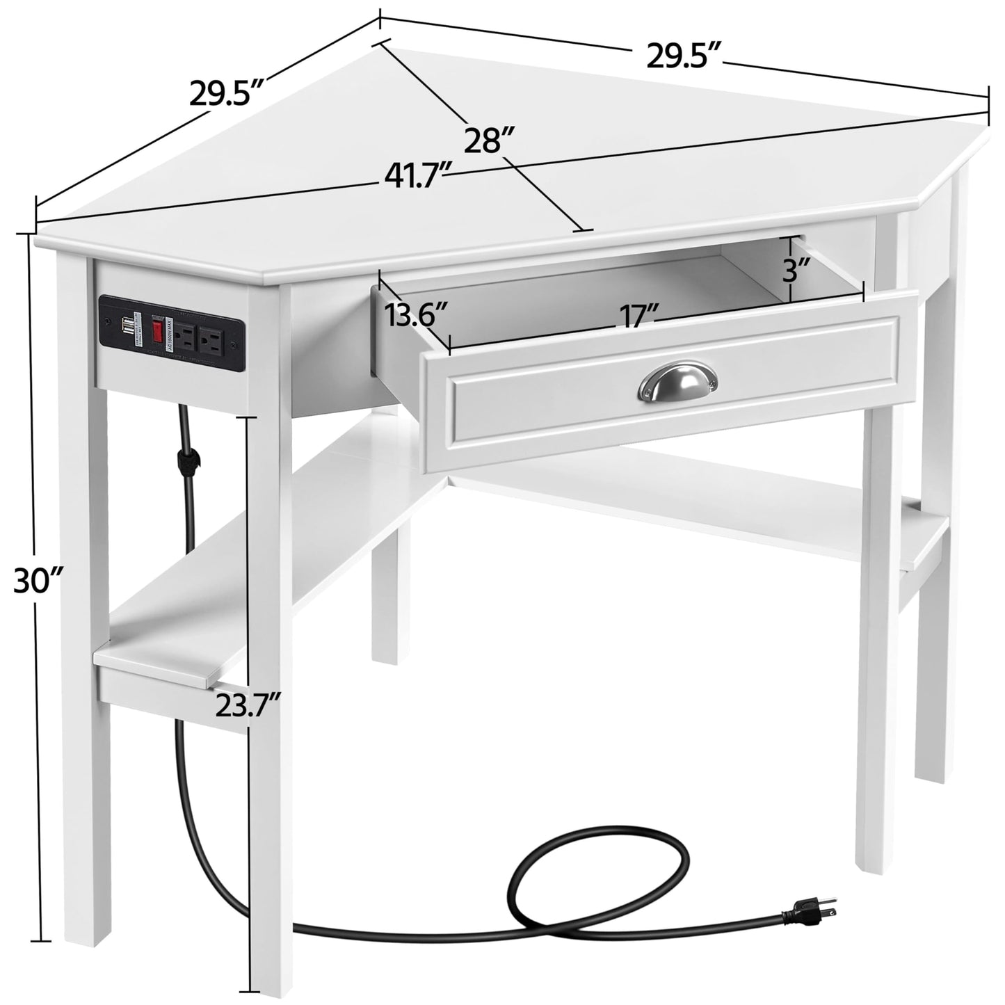 Yaheetech L Shaped Corner Computer Desk with Power Outlets, Reversible Triangle Workstation with USB Ports and Hook for Small Space, Modern Home Office Desk Gaming Table with Drawer & Shelf,  - WoodArtSupply