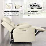 EONIX Real Zero Clearance Wall Hugger Recliners, Power RV Recliner Chairs for Small Spaces, Dual Motor Home Theater Recliners with Massage and Heat, SXXY003992, Cream White EONIX
