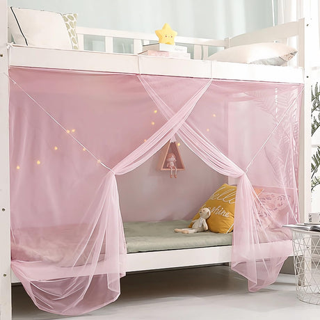 Eimilaly 8 Corner Bed Canopy Curtains for Girls Boys Bed Decor, Bed Canopy for Dormitory, Loft Bed, 1-1.8M Bed or Outdoor Camping, Suit for 1.8M Bed/Single Door Pink Eimilaly
