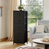 Somdot Tall Dresser for Bedroom with 5 Drawers, Storage Organizer Chest of Drawers with Removable Fabric Bins for Closet Bedside Living Room Laundry Entryway Hallway, Black Somdot