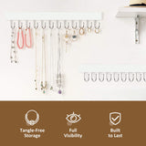 ZEDODIER 2 Pack Necklace Organizer Wall Mount, Wooden Jewelry Hanger Necklace Holder with 24 Hooks,Hanging Jewelry Organizer, White ZEDODIER