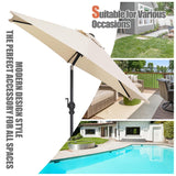 GDY 7.5FT Patio Umbrella Outdoor Table Umbrella,Market Umbrella with Push Button Tilt and Crank for Garden, Lawn, Deck, Backyard & Pool (Beige) GDY