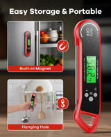 SILVLF Meat Thermometer Digital, Instant Read Thermometer with Backlight, Calibration & Hold Function, Waterproof Food Thermometer for Kitchen and Outside, BBQ, Turkey, Candy, Liquids, Beef (red) SILVLF