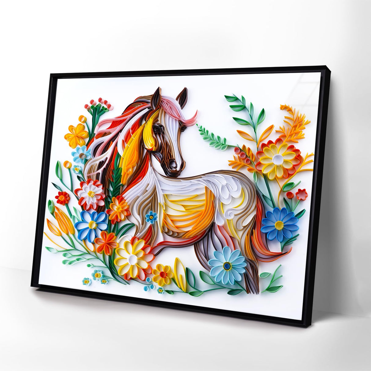Uniquilling Quilling Kit, Paper Quilling Kits, 16 * 20-in Horse Paper Filigree Kits with Quilling Tools& Using Manual, DIY Quilling Artwork Modern Wall Art for Living Room Uniquilling