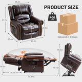 CDCASA Dual Motor Lay Flat Lift Chairs Recliners for Elderly with Massage and Heat, Breathable Leather Infinite Position Large Sleeping Electric Power Lift Chair Recliner for Seniors, Brown CDCASA