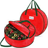 DeckTheHalls Christmas Wreath Storage Container, 2-PACK Waterproof Christmas Storage with Secure Zipper, Reinforced Carry Handles, Year-Round Protection for Christmas Garland & Holiday Decor (36 Inch) DeckTheHalls
