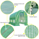 Quictent 12x6.6x6.6FT Fast Setup Greenhouse for Outdoors (QUIC-Install), 20-MIN Tool Free Install Walk-in Galvanized Green House, 6 Screen Window 1 Zipper Screen Door, Green Quictent
