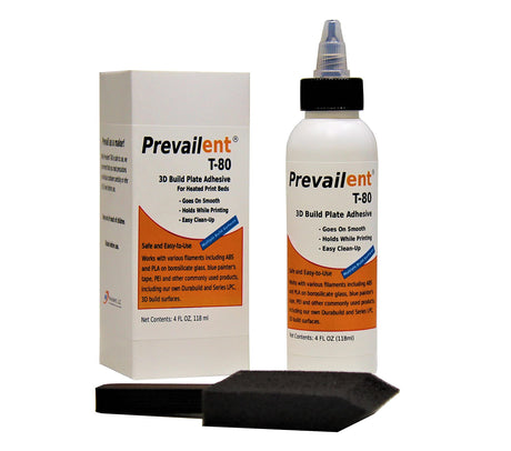Prevailent T-80, 3D Printer Bed Adhesive Glue - Helps Prevent Warping, Strong Hold and Easy Release with Various Build Plates and Filament Types Including PLA, ABS, TPU, and PETG, 4 fl oz. (118ml) Prevailent