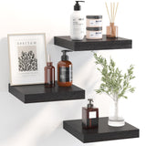 Fixwal Floating Shelves for Wall, Small Black Shelves Wall Mounted Shelf for Bathroom, Living Room, Bedroom, Kitchen Decor (Set of 3, 8x8) Fixwal