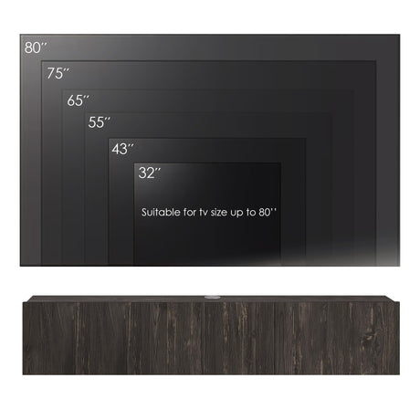 Atelier Mobili Black Floating TV Stand, TV Stand 65 Inch, Floating Entertainment Center for 80 inch TV, Black TV Cabinet, Floating TV Shelf Under TV, Media Console ATELIER MOBILI THE LEADER OF THE INTERCHANGEABLE FURNITURE