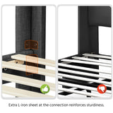 Yaheetech Upholstered Queen Size Bed Frame with Winged Headboard and Wooden Slats Support in Dark Gray Yaheetech