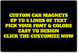 Custom Car Magnets (2-Pack) | Personalized Truck Magnets for Business or Personal | Customized Pick Your Font & Colors (18-Inch by 12-Inch) Generic